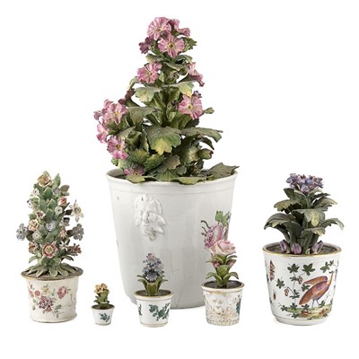 Lot 491 - Group of Porcelain Floral Topiaries In various...