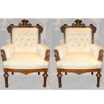 Lot 123 - Pair of American Renaissance Revival Mahogany...