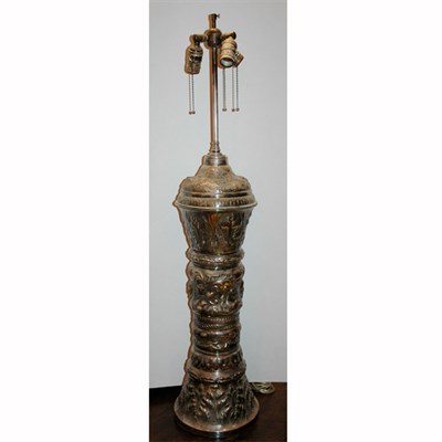 Lot 551 - Baroque Style Silvered Metal Lamp Height 27...