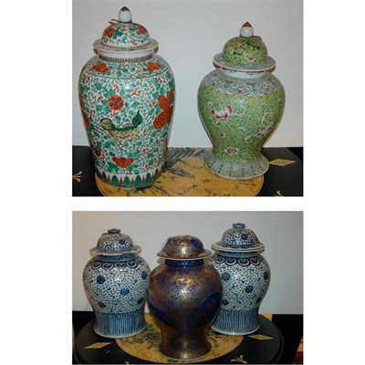 Lot 157 - Pair of Chinese Blue and White Glazed...