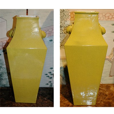 Lot 209 - Pair of Chinese Yellow Glazed Porcelain Vases...