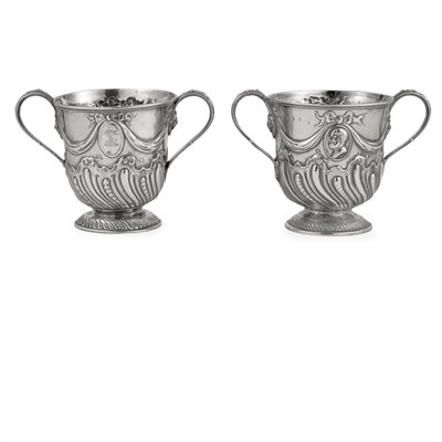Lot 246 - Companion Pair of George II Silver Cups Marks...