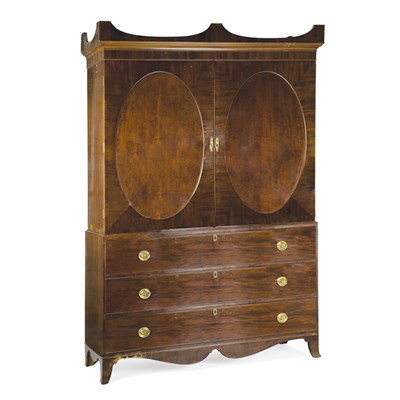 Lot 190 - Federal Mahogany Linen Press 19th Century In...