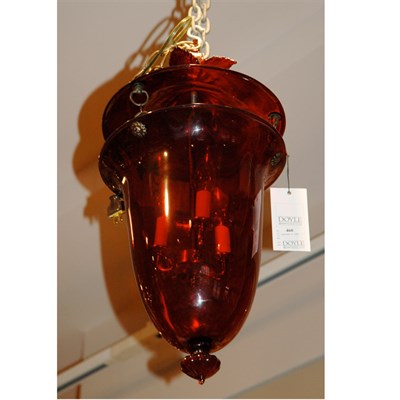 Lot 460 - Venetian Ruby Glass Hanging Lantern Height 22...