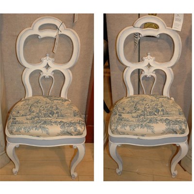 Lot 454 - Pair of Italian Rococo Style Painted Side Chairs
