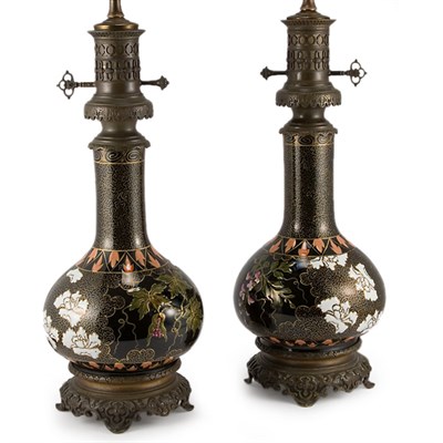 Lot 397 - Pair of Royal Doulton Bronze Mounted Gilt and...