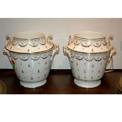 Lot 501 - Pair of Paris Floral Decorated Porcelain Fruit...