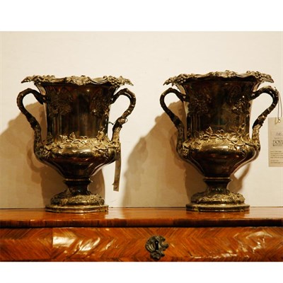 Lot 396 - Pair of Silver Plated Wine Coolers Height 11...
