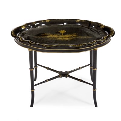 Lot 487 - Victorian Papier Mache Mother-of-Pearl Inlaid...