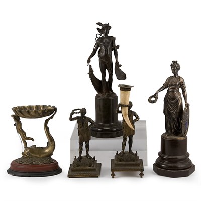 Lot 168 - Group of Five Bronze and Cast Metal Figural...