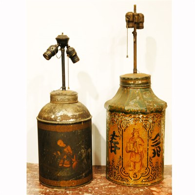 Lot 312 - Group of Four Gilt Decorated Tole Tea...