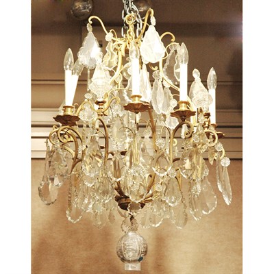 Lot 438 - Louis XV Style Gilt-Bronze and Cut Glass Eight-...