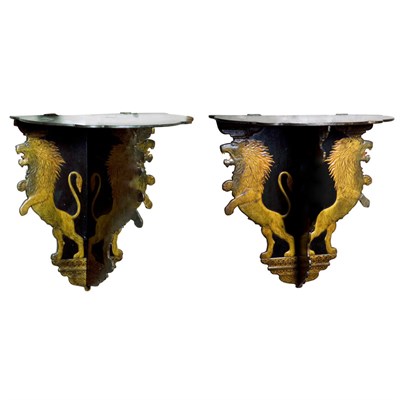 Lot 484 - Pair of Victorian Papier Mache Wall Brackets...