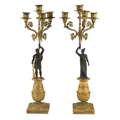 Lot 460 - Pair of Charles X Gilt and Patinated-Bronze...