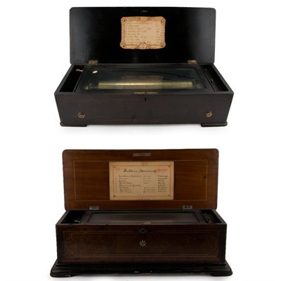 Lot 141 - Two Swiss Cylinder Music Boxes Comprising an...