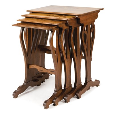 Lot 74 - Nest of Four Galle Parquetry Inlaid Fruitwood...