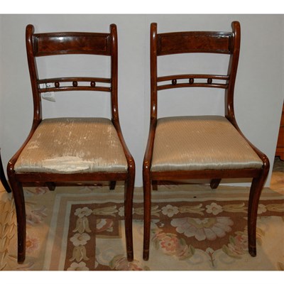 Lot 189 - Set of Six Regency Style Walnut Dining Chairs