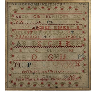 Lot 164 - American Needlework Sampler Worked by Jane...