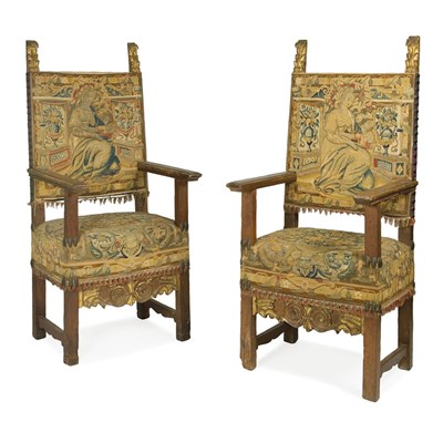 Lot 135 - Pair of Continental Parcel Gilt Walnut...