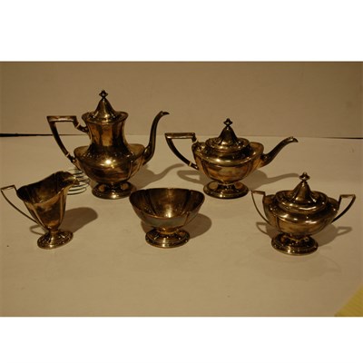 Lot 384 - J. S. Co. Sterling Silver Five-Piece Tea and...
