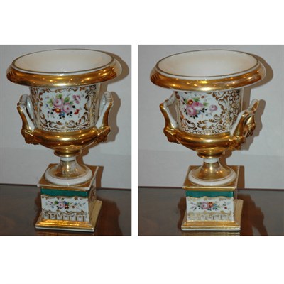 Lot 399 - Pair of Paris Floral and Gilt Decorated...