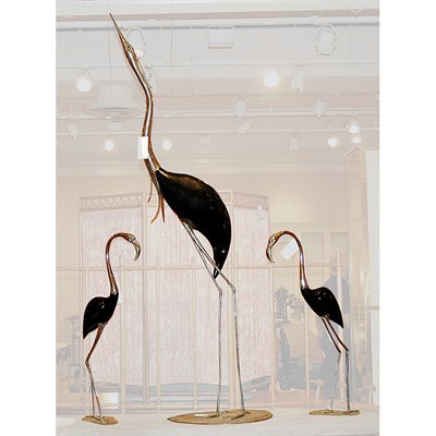 Lot 102 - Group of Three Silvered Metal and Wood Figures...