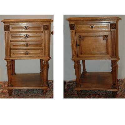 Lot 196 - Pair of Provincial Louis XVI Marble Top Walnut...