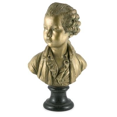 Lot 396 - Gold Painted Ceramic Bust of a Boy Modeled in...