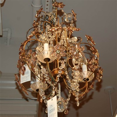 Lot 416 - Gilt-Metal and Glass Bead Chandelier Height 25...