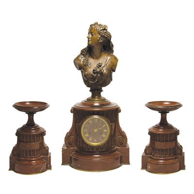 Lot 492 - Louis XVI Style Bronze and Rouge Marble Clock...