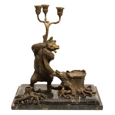 Lot 496 - Russian Bronze Animalier Desk Stand Comprising...
