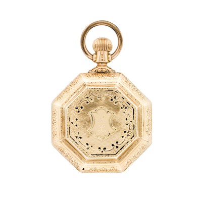 Lot 487 - Antique Gold and Black Enamel Hunting Case Pocket Watch