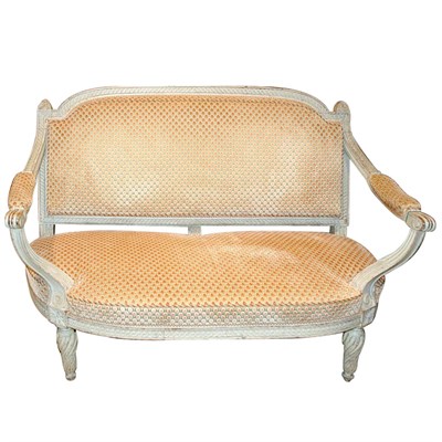 Lot 300 - Louis XVI Style Gray Painted Canape Length 50...