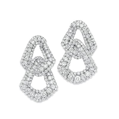 Lot 414 - Pair of Diamond Hoop Earrings
