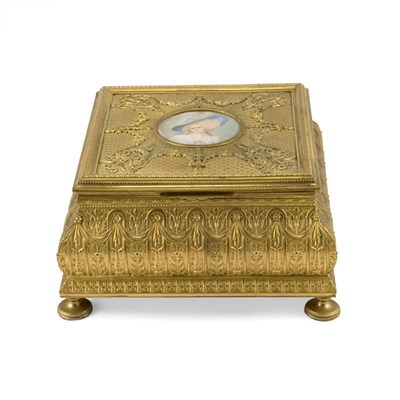 Lot 171 - Louis XVI Style Gilt-Metal Jewelry Box Of...
