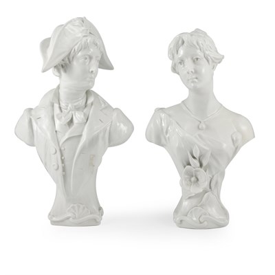 Lot 218 - Pair of Meissen Clear Glazed Porcelain Busts...