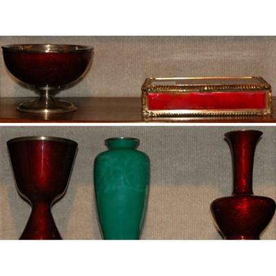 Lot 217 - Group of Five Silver Plated and Enamel...