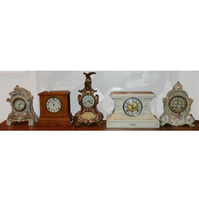 Lot 149 - Group of Five Mantel Clocks Including three...