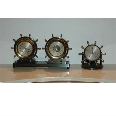 Lot 252 - Brass Ship's Clock and Barometer; Together...