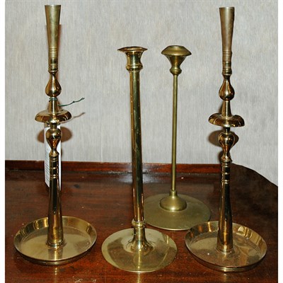 Lot 90 - Pair of Gilt-Bronze Candlesticks Each mounted...