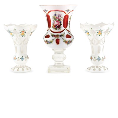 Lot 153 - Group of White Overlaid Glass Articles...