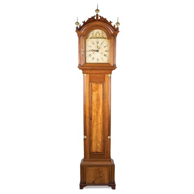 Lot 128 - Federal Inlaid Cherry and Flame Mahogany Tall...