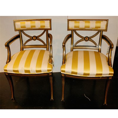 Lot 112 - Pair of Regency Style Painted Armchairs Each...