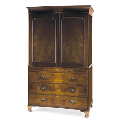 Lot 233 - George III Mahogany Linen Press Early 19th...