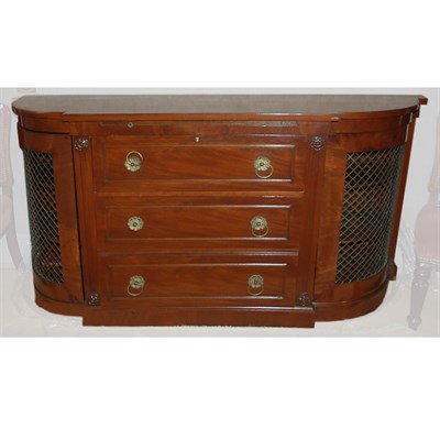 Lot 195 - Regency Style Mahogany Wire Door Credenza...