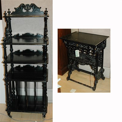 Lot 207 - Victorian Black Painted Etagere Height 31...