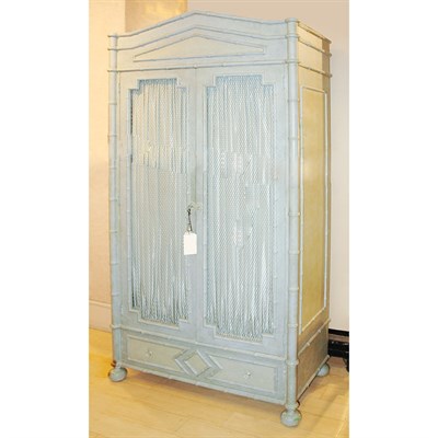 Lot 211 - Victorian Style Painted Faux Bamboo Wire Door...