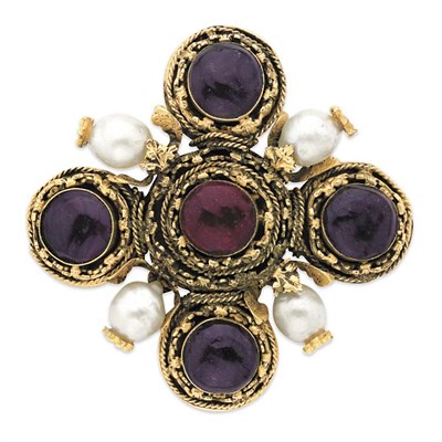 Lot 161 - Chanel Brooch/Pendant 1983 Of cross form, deep...