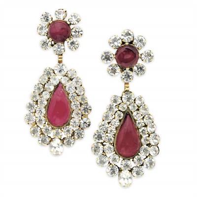 Lot 159 - Gripoix for Chanel Chandelier Drop Earrings...