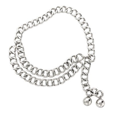 Lot 180 - Chanel Chrome Chain Link Belt Mid 1980s Double...